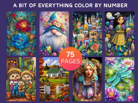 A bit of Everything color by number pages