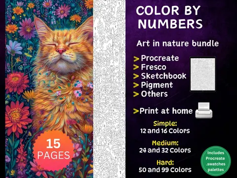 Art in nature color by number pages