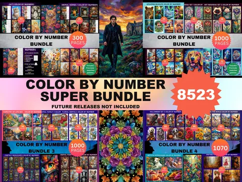 Color by Number Super Bundle (All Megabundles) color by number pages