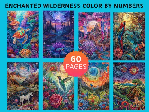 Enchanted Wilderness color by number pages