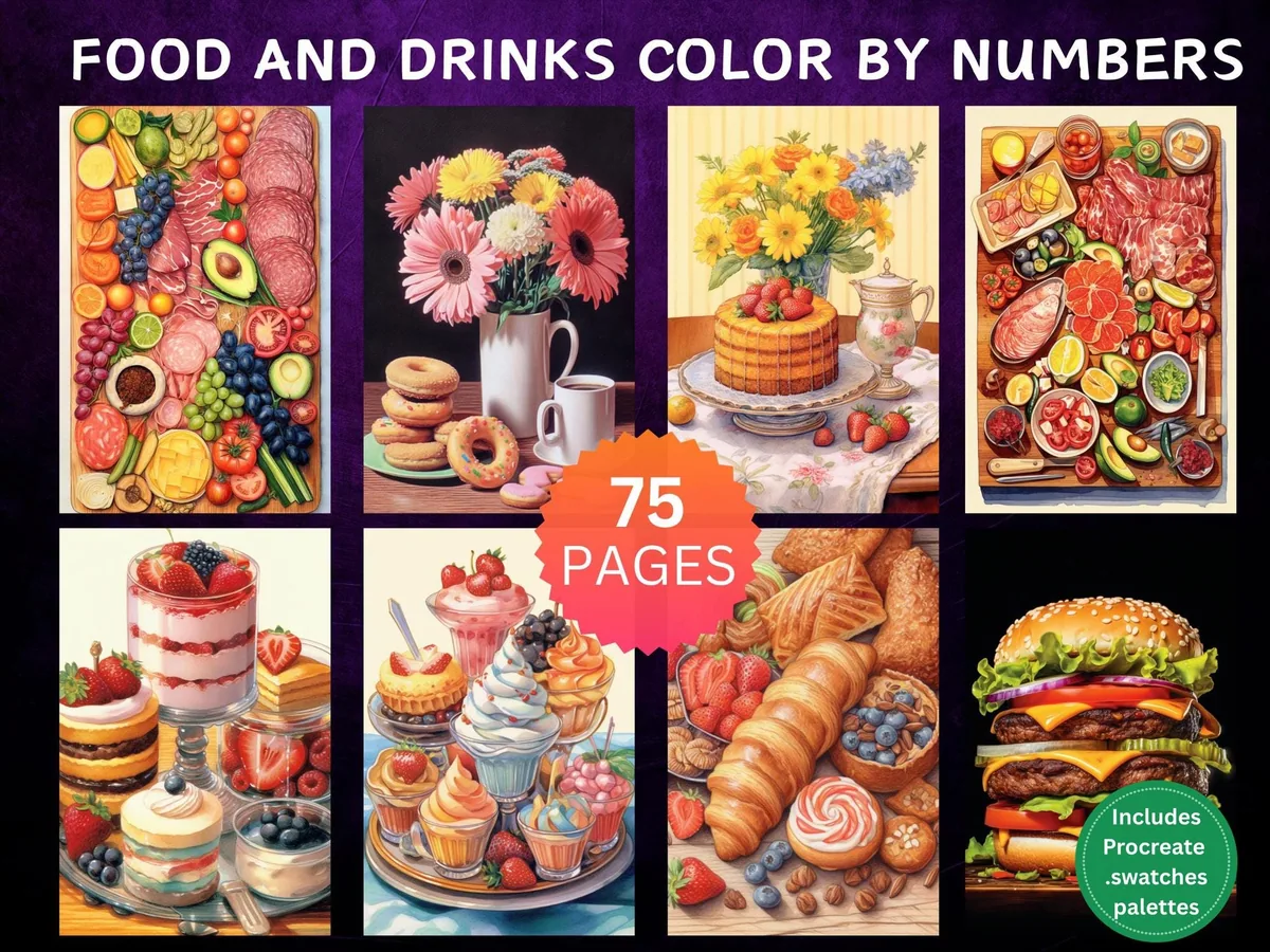 Food Desserts Drinks CBN Color by Number