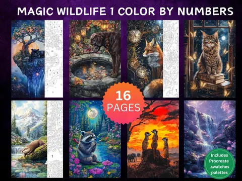 Magic Wildlife 1 color by number pages