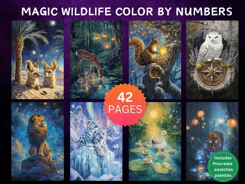 Magic Wildlife Whole Bundle color by number pages