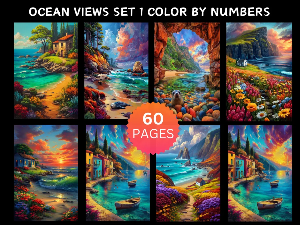 Ocean Views Set 1 Color by Number