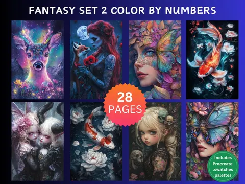 Strange Fantasy Set 2 CBN color by number pages