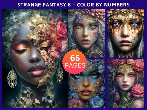 Strange Fantasy Set 8 color by number pages