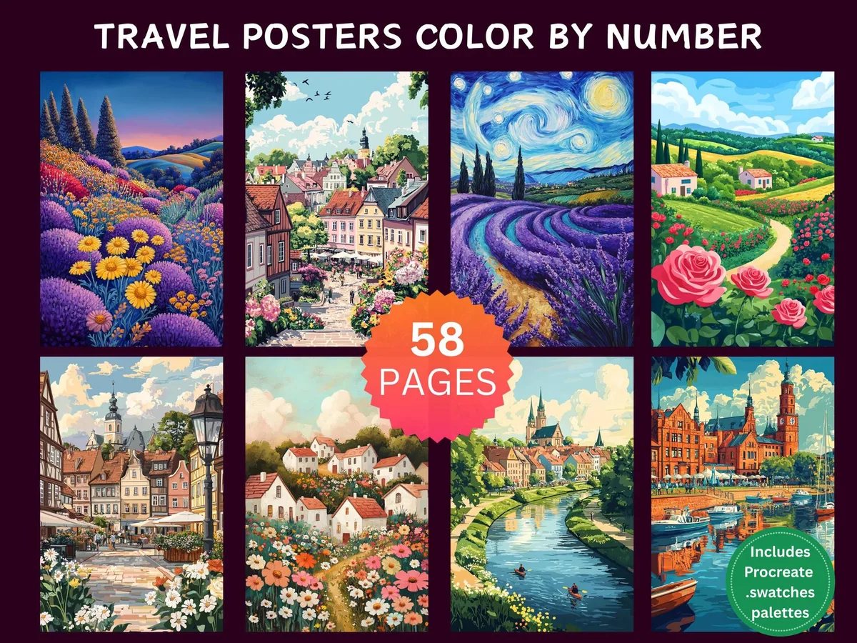 Travel Posters Color by Number