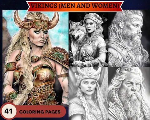 Vikings grayscale coloring pages