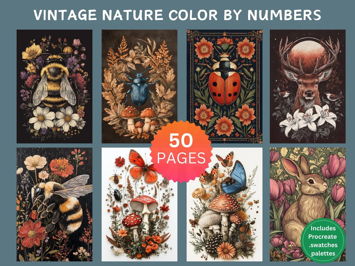 Vintage Nature Color by Number