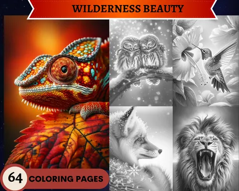 Wilderness Beauty grayscale coloring pages